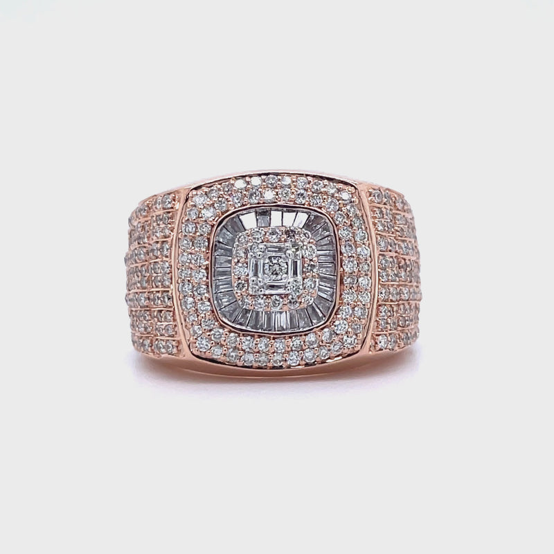 14K Rose Gold Diamond Gents Ring - 2.09CT
