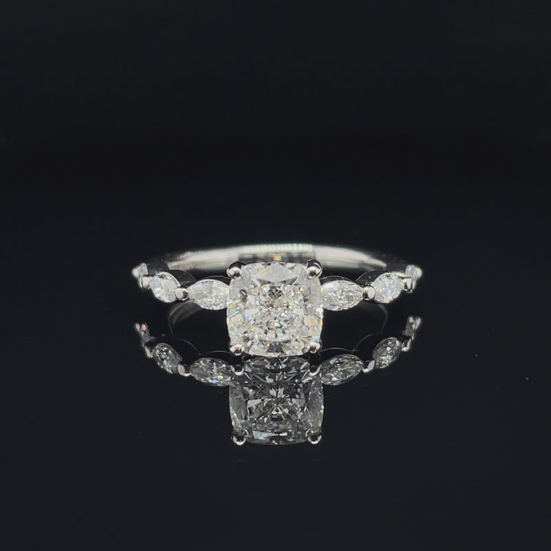 Lab Grown Cushion Marquise Band Ring -1CT+