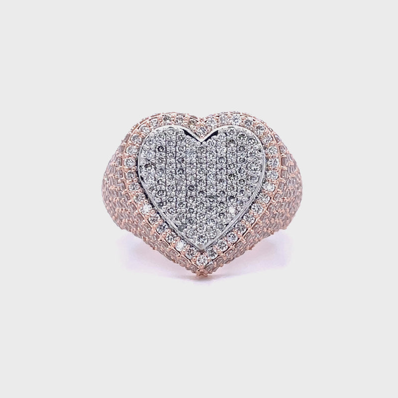 14K Rose Gold Heart Shape Gents Ring - 3.01CT