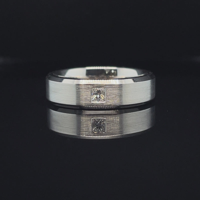Platinum Bevelled Princess Cut Diamond Band