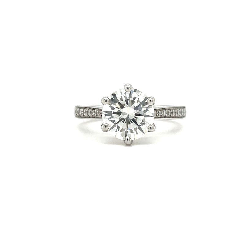 Round Brilliant Diamond with 6 Claw Engagement Ring - 1ct +