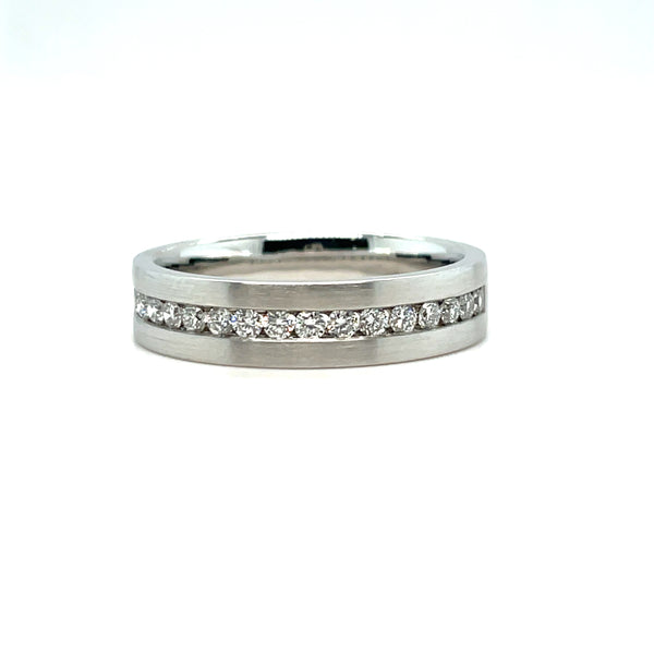 Men's Wedding Band Channel Set With Round Brilliant Diamonds