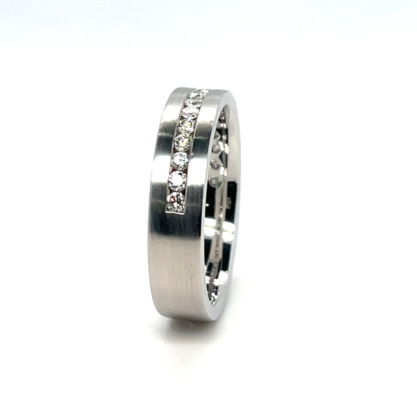 Men's Wedding Band Channel Set With Round Brilliant Diamonds